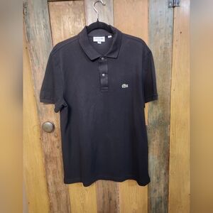 Lacoste Men’s Black Polo Shirt Size Large Classic Fit Cotton Short Sleeve
